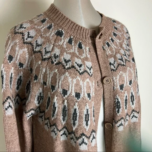 New Max edition Fair Isle Intarsia knit long Cardigan sweater Size Large NEW - Picture 4 of 9